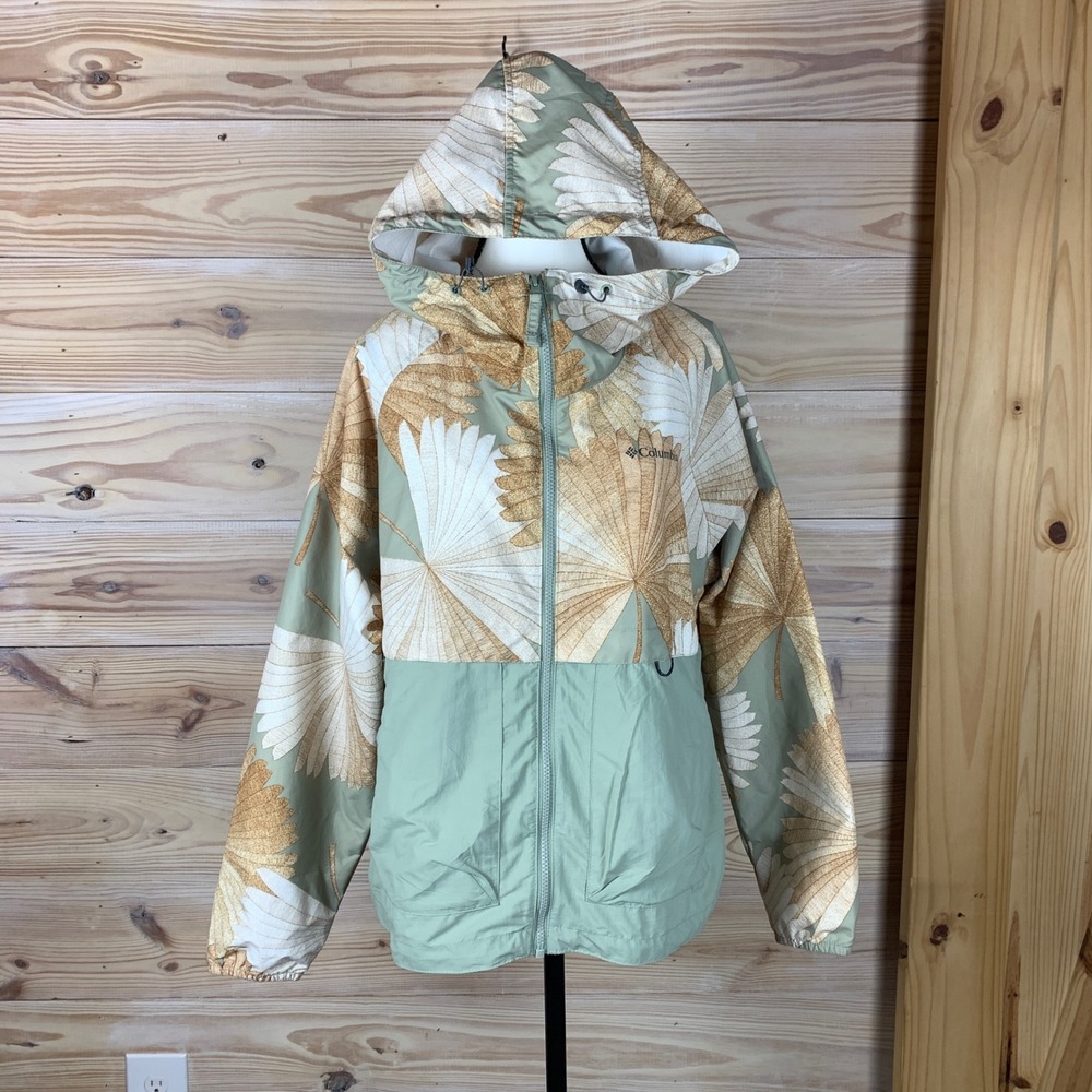 Columbia Womens XL Spire Valley Leaf Windbreaker Tropical Outdoor